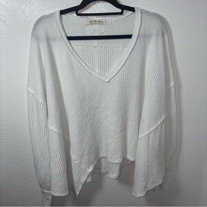 We The Free Coraline Thermal Long Sleeve Oversized Swing Top White Size S